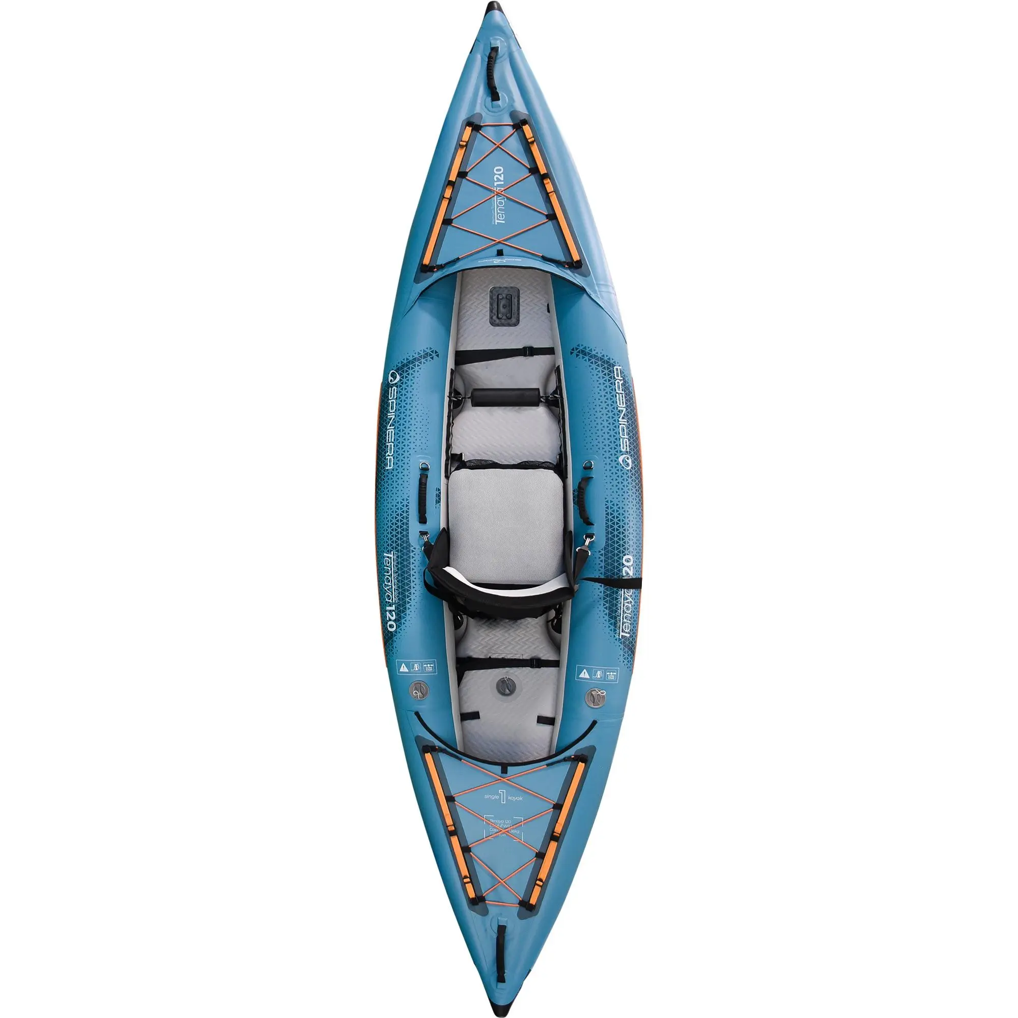 Un kayak bleu 'Spinera Tenaya' vue du dessus